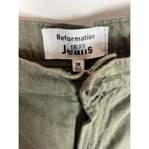 Reformation Pants Womens 28 Bailey High Rise Utility Cargo Army Organic Cotton - Picture 5 of 10